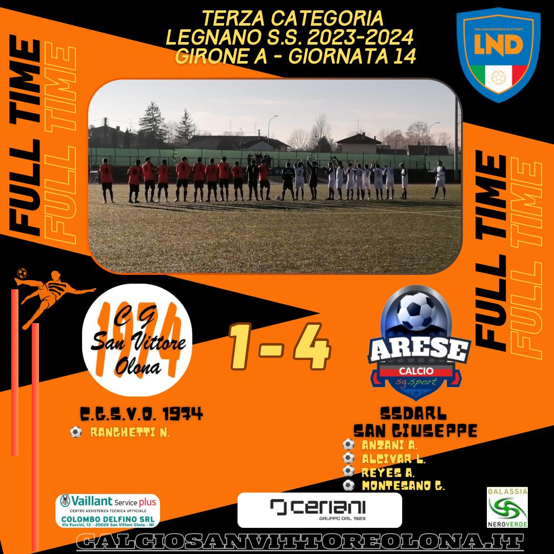 C.G.S.V.O. – SAN GIUSEPPE ARESE CALCIO: 1-4