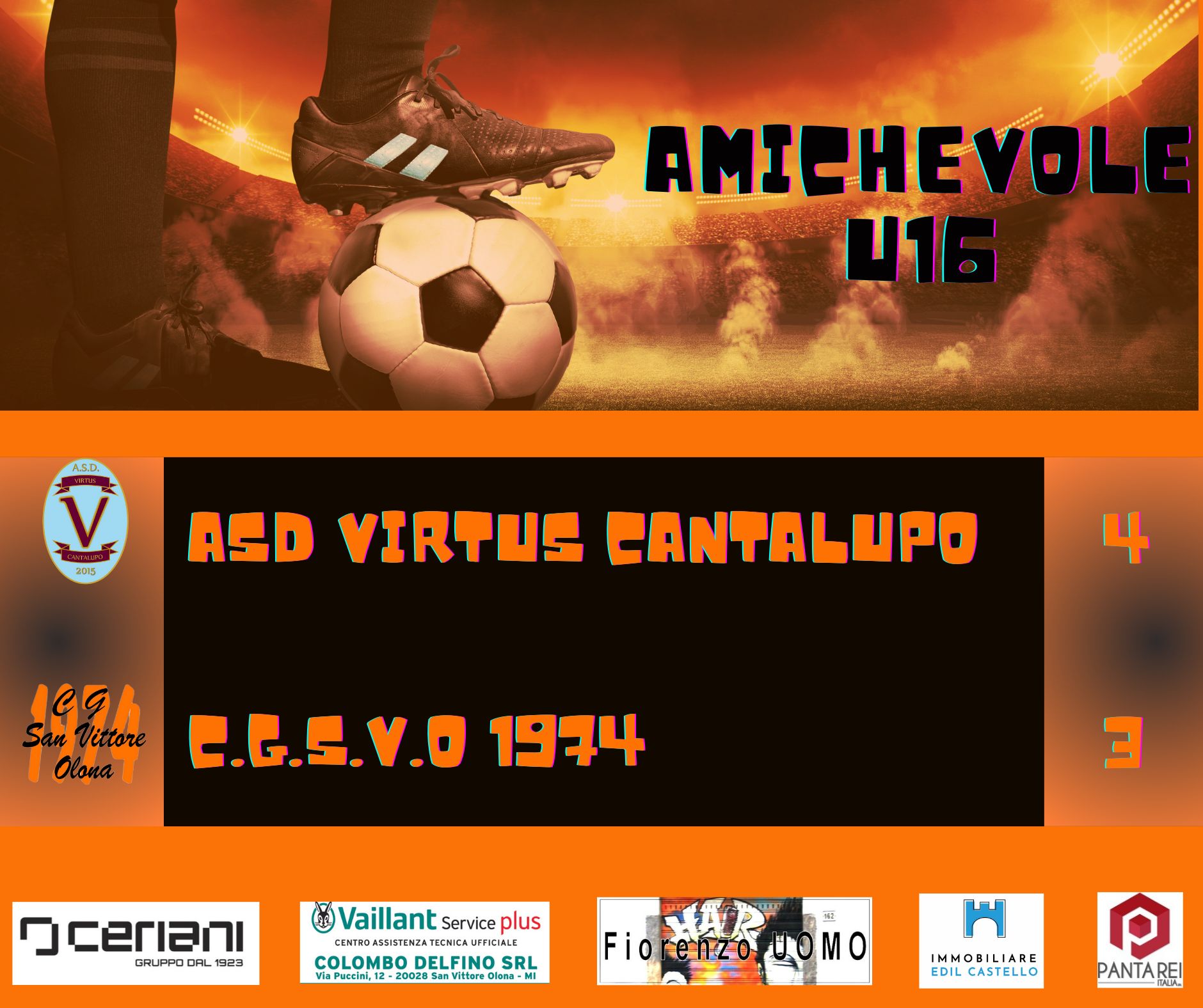 Amichevole U.16 – 2008:   Virtus Cantalupo vs. Cgsvo 4 – 3