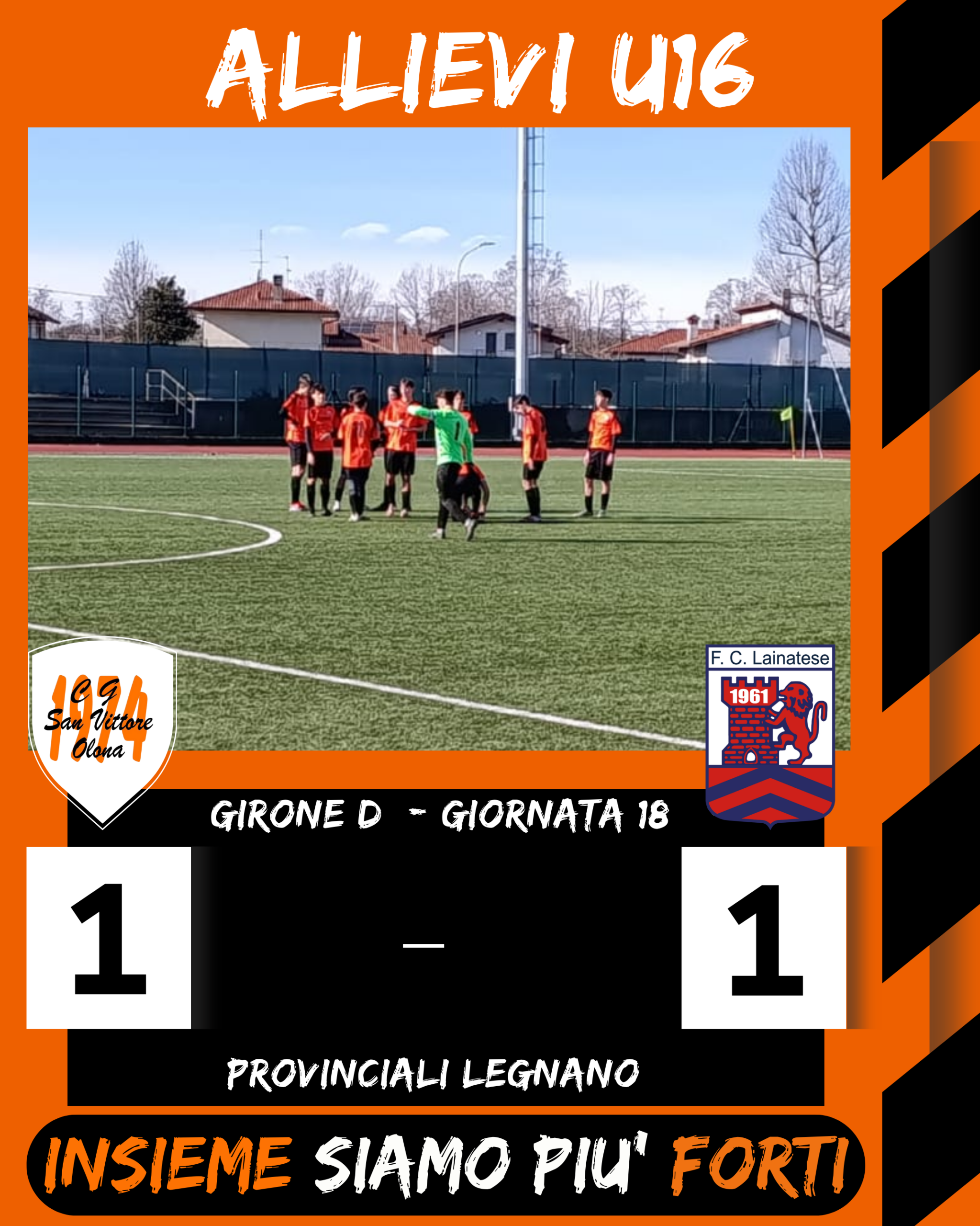Risposta di carattere: gli U16 tengono testa alla Lainatese