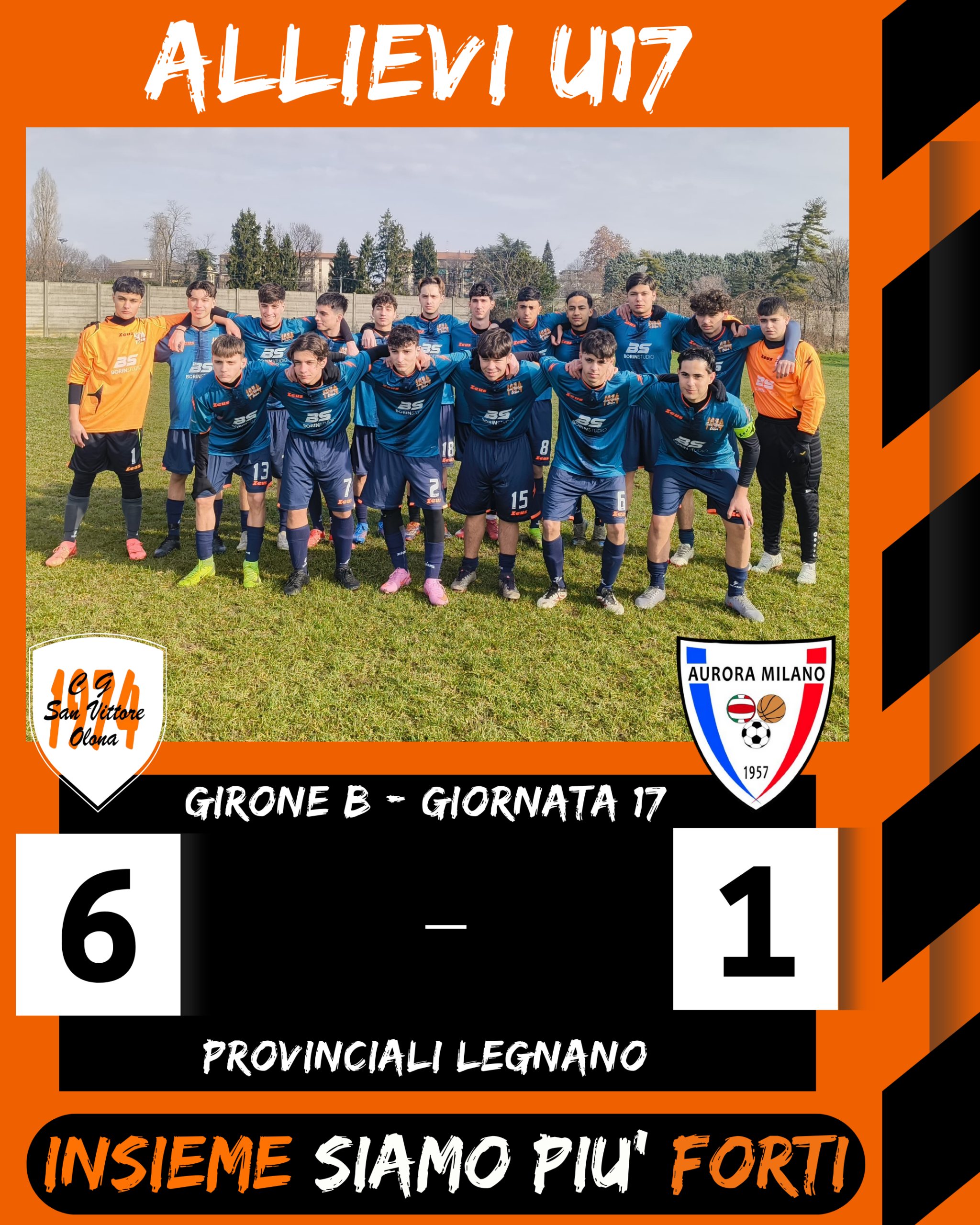 UNDER 17 – Vittoria casalinga contro l’Aurora Milano: risposta concreta e convincente